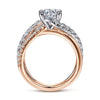 14K White-Rose Gold Round Free Form Diamond Engagement Ring