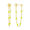 6 Beads Green Enamel Front to Back Earrings