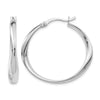 Sterling Silver RH-plated Polished Hoop Earrings