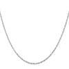 10K White Gold 2.5mm Diamond-Cut Lightweight Rope Chain