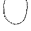 Sterling Silver/Black Multi-Strand Saturn Chain Necklace