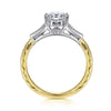 Vintage Inspired 14K White-Yellow Gold Oval Diamond Engagement Ring