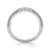 Curved Platinum French Pavé Diamond Wedding Band