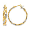 10K w/Rhodium Polished Braided Hoop Earrings