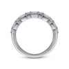14K White Gold Baguette and Princess Cut Diamond Anniversary Band