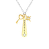 Sterling Silver CZ Memories Paper Clip Chain Charm Necklace