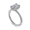 14K White Gold Oval Hidden Halo Diamond Engagement Ring