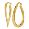 14K Polished Twisted Oval Hoop Earrings