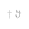 Sterling Silver CZ Curved Cross Stud Earrings