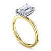 14K White-Yellow Gold Emerald Cut Solitaire Diamond Engagement Ring