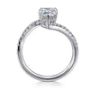 14K White Gold Pear Shape Hidden Halo Bypass Engagement Ring