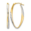 10K Gold White Rhodium-plated D/C Hoop Earrings