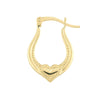 Textured Horseshoe Hoop Earrings with Heart