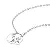 Sterling Silver Emoji Blowing a Kiss Adjustable Necklace