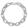 Sterling Silver Rhodium-plated Polished and Textured Link Bracelet