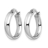 14K with White Rhodium Plating Polished Hoop Earrings