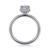 14K White Gold Oval Hidden Halo Diamond Engagement Ring