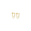Diamond-Cut Bead Chain Duo Huggie Earrings