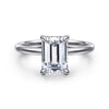14K White Gold Emerald Cut Solitaire Diamond Engagement Ring