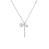 Sterling Silver Girl Mama CZ Bar Mixed Charm Necklace