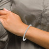 Sterling Silver RH-plated Polished Beaded Adjustable Bracelet