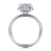 14K White Gold Round Hidden Halo Diamond Engagement Ring