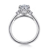 14K White Gold Oval Three Stone Diamond Engagement Ring
