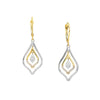 Two-tone CZ Double Framed Leaf Drop Earrings