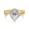 14K Yellow Gold Pear Shape Halo Diamond Engagement Ring