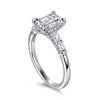 14K White Gold Emerald Cut Diamond Engagement Ring