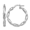 SS RH-plated Polished/Scratch-finish Twisted Hoop Earrings