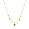 Black Enamel Diamond-Shaped Drops Necklace