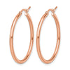 14K Rose Gold 2x30mm Polished Hoop Earrings
