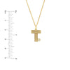 Block Lined Initial 'T' with Diamond Necklace