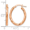 14K Rose Gold Textured Oval Hoop Earrings
