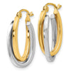 14K Two-tone Polished Oval Hoop Earrings