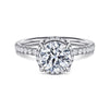 14K White Gold Round Hidden Halo Diamond Engagement Ring