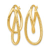 14K Polished and Textured Hinged Hoop Earrings