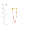 6 Beads Lt.Pink Enamel Front to Back Earrings