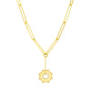 1/5tcw Dia Disk Medallion in Paper Clip Lariat Necklace