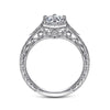 Vintage Inspired 14K White Gold Round Diamond Engagement Ring