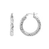 Sterling Silver Diamond-Cut and Textured Hoop Earrings