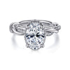 14K White Gold Oval Halo Diamond Engagement Ring