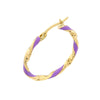 Large Lilac Enamel Round Twist Hoops