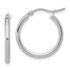 14K White Gold 2x20mm Polished Hoop Earrings
