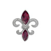 Diamond, Ruby Gemstone Fleur De Lis Pendant