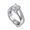 14K White Gold Wide Band Round Diamond Engagement Ring