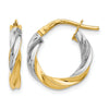 14K w/White Rhodium Plating Polished Hoop Earrings