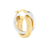 15mm Two-Tone Criss-Cross Tube Round Hoop Earrings