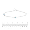 Sterling Silver Blue CZ Stations on Chain Adjustable Anklet